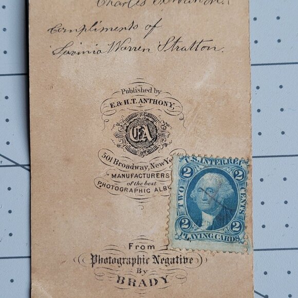 1860's General Tom Thumb Carte de Visite CDV with 2 cent Civil War Tax Stamp - Picture 5 of 6